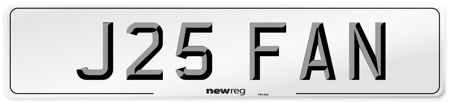 J25 FAN Number Plate from New Reg